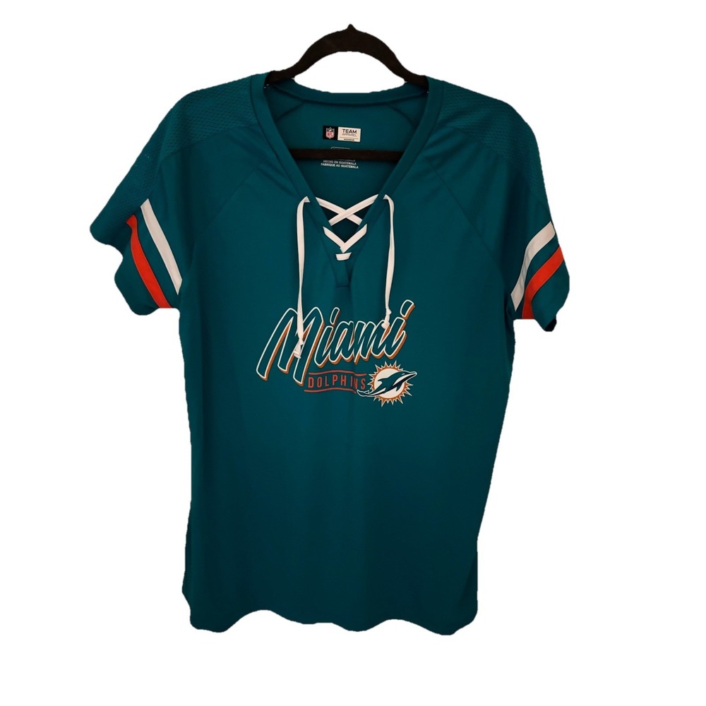 Women's Miami Dolphins Lace Up Shirt XL Preowned